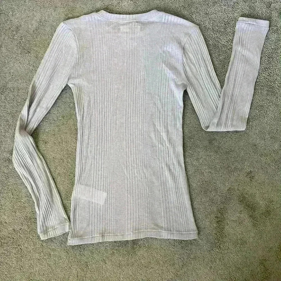 Madewell Variegated Ribbed Crewneck Long-Sleeve Tee Dusty Lavendar Size XXS - Picture 5 of 8
